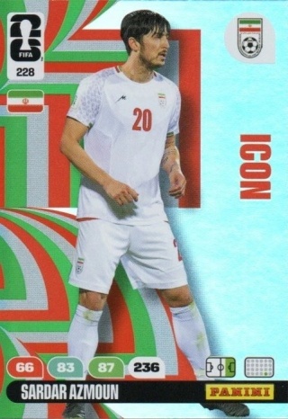 228 Sardar Azmoun Iran Icon Panini FIFA World Cup 2026
