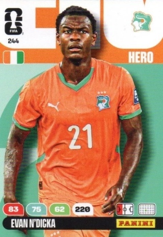 244 Evan N'Dicka Ivory Coast Hero Panini FIFA World Cup 2026