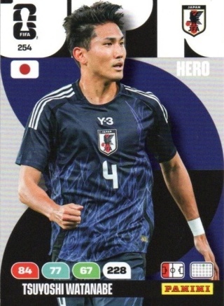 254 Tsuvoshi Watanabe Japan Hero Panini FIFA World Cup 2026