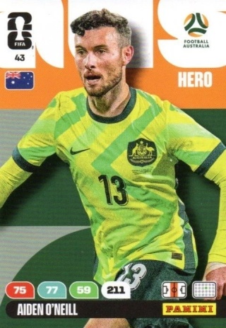 43 Aiden O’Neill Australia Hero Panini FIFA World Cup 2026