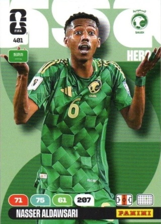 401 Nasser Aldawsari Saudi Arabia Hero Panini FIFA World Cup 2026
