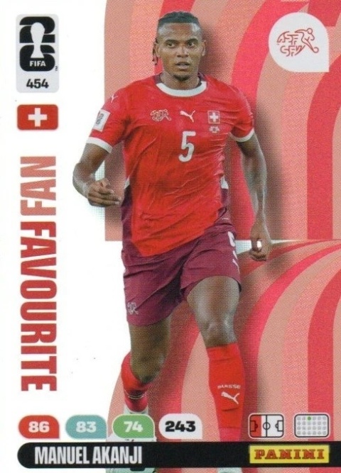 454 Manuel Akanji Switzerland Fan Favourite Panini FIFA World Cup 2026
