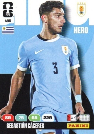 495 Sebastian Caceres Uruguay Hero Panini FIFA World Cup 2026