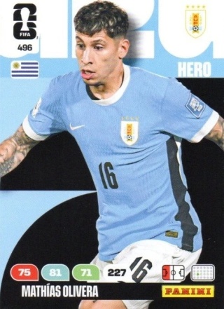 496 Mathias Olivera Uruguay Hero Panini FIFA World Cup 2026
