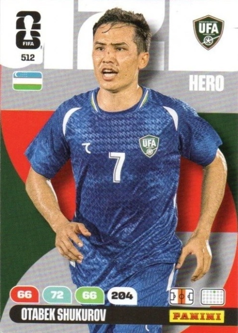512 Otabek Shukurov Uzbekistan Hero Panini FIFA World Cup 2026