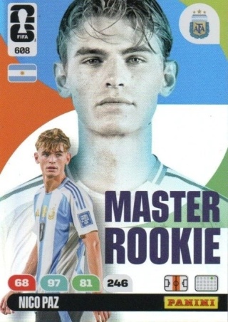 608 Nico Paz Argentina Master Rookies Panini FIFA World Cup 2026