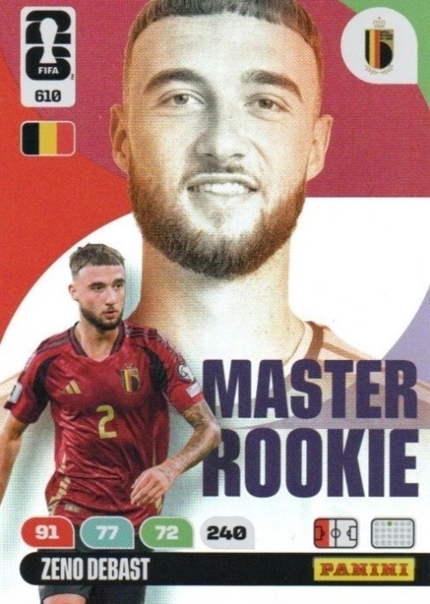 610 Zeno Debast Belgium Master Rookies Panini FIFA World Cup 2026