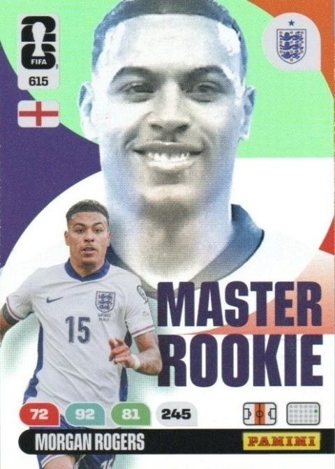 615 Morgan Rogers England Master Rookies Panini FIFA World Cup 2026
