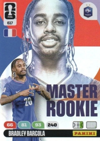 617 Bradely Barcola France Master Rookies Panini FIFA World Cup 2026