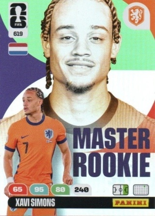 619 Xavi Simons Netherlands Master Rookies Panini FIFA World Cup 2026