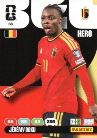 66 Jeremy Doku Belgium Hero Panini FIFA World Cup 2026