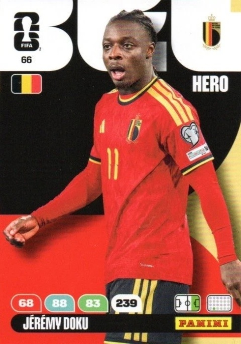 66 Jeremy Doku Belgium Hero Panini FIFA World Cup 2026