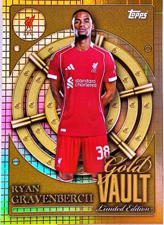 GV-3 Ryan Gravenberch Liverpool FC Gold Vault Limited Edition Topps Collector Tin