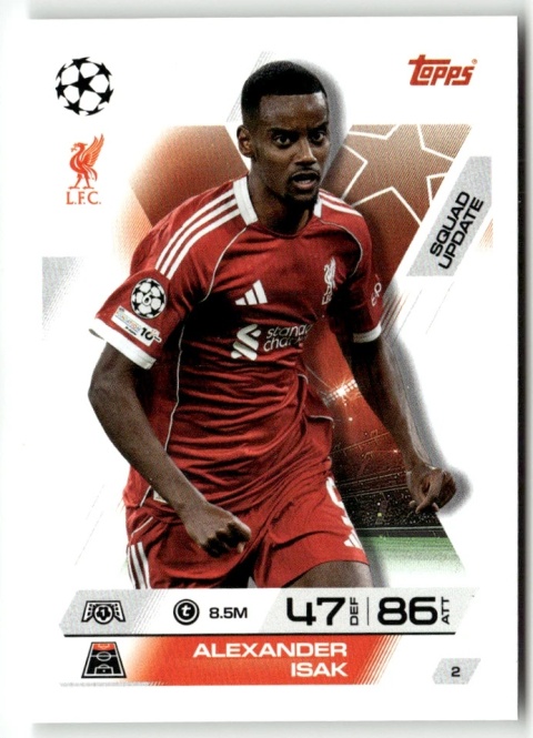 2 Alexander Isak Liverpool Squad Update Match Attax Extra 2025/26