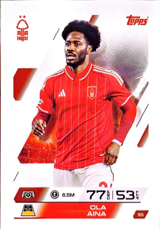 95 Ola Aina Nottingham Forest Base Match Attax 2025/26