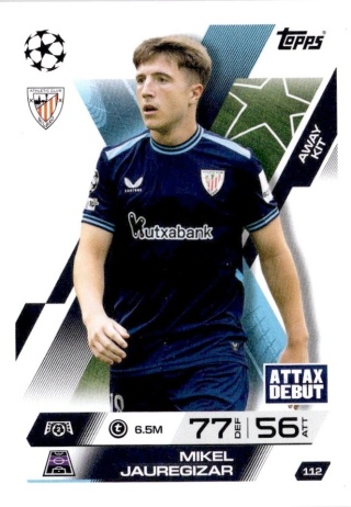112 Mikel Jauregizar Athletic Club Away Kit Match Attax Extra 2025/26