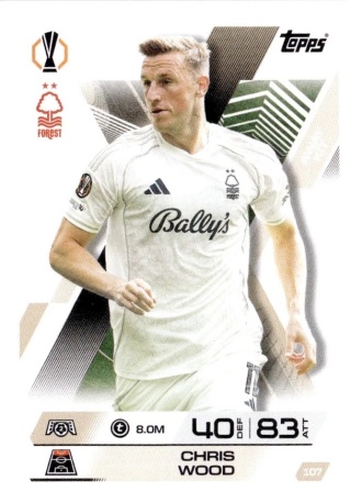 107 Chris Wood Nottingham Forest Away Kit Match Attax Extra 2025/26