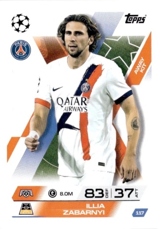 117 Illia Zabernyi PSG Away Kit Match Attax Extra 2025/26