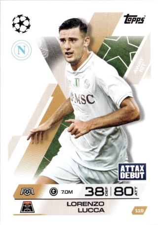 119 Lorenzo Lucca Napoli Away Kit Match Attax Extra 2025/26
