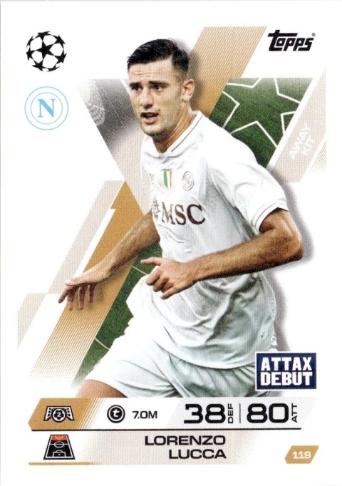 119 Lorenzo Lucca Napoli Away Kit Match Attax Extra 2025/26