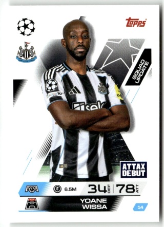 14 Yoane Wissa Newcastle United Squad Update Match Attax Extra 2025/26