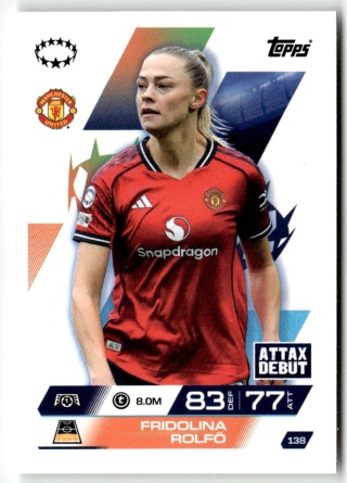 138 Fridolina Rolfo Manchester United UEFA Women's Match Attax Extra 2025/26