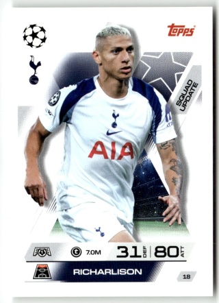18 Richarlison Tottenham Squad Update Match Attax Extra 2025/26