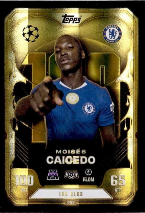 282 Moises Caicedo Chelsea 100 Club Match Attax Extra 2025/26