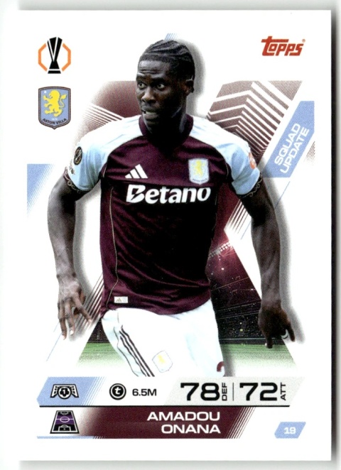 19 Amadou Onana Aston Villa Squad Update Match Attax Extra 2025/26