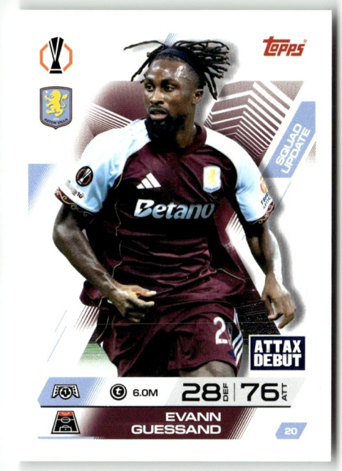 20 Evann Guessand Aston Villa Squad Update Match Attax Extra 2025/26