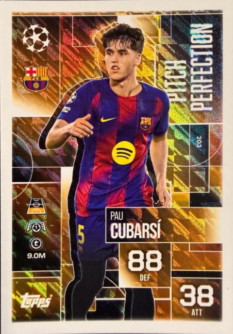 203 Pau Cubarsi FC Barcelona Pitch Perfection Match Attax Extra 2025/26