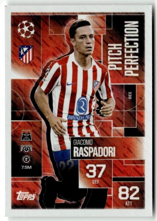 220 Giacomo Raspadori Atlético Madryt Pitch Perfection Match Attax Extra 2025/26