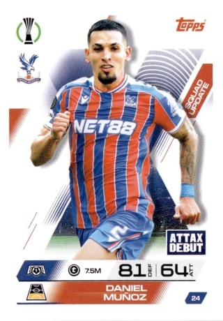 24 Daniel Munoz Crystal Palace Squad Update Match Attax Extra 2025/26