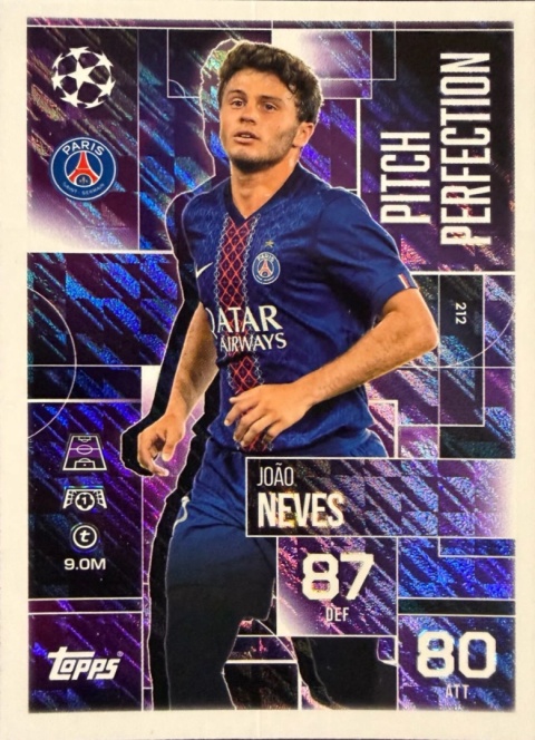 212 João Neves PSG Pitch Perfection Match Attax Extra 2025/26