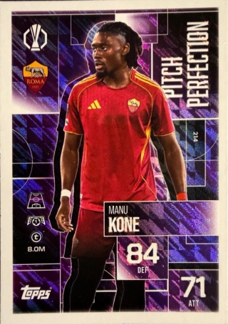 214 Manu Kone AS Roma Pitch Perfection Match Attax Extra 2025/26