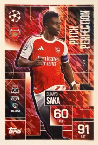 217 Bukayo Saka Arsenal Pitch Perfection Match Attax Extra 2025/26