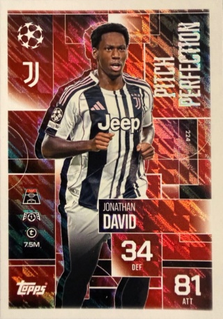 224 Jonathan David Juventus Pitch Perfection Match Attax Extra 2025/26