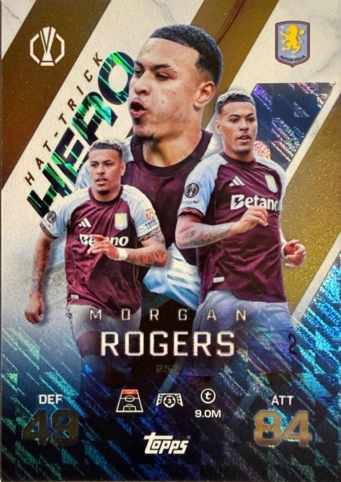 255 Morgan Rogers Aston Villa Hat-Trick Hero Match Attax Extra 2025/26