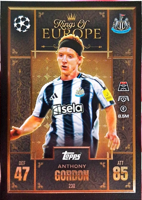 230 Anthony Gordon Newcastle United Kings of Europe Match Attax Extra 2025/26