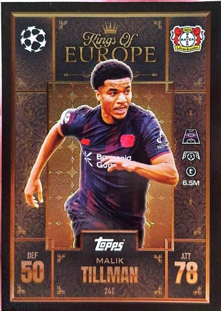 240 Malik Tillman Bayer Leverkusen Kings of Europe Match Attax Extra 2025/26