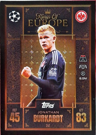 241 Jonathan Burkardt Eintracht Frankfurt Kings of Europe Match Attax Extra 2025/26