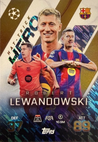 256 Robert Lewandowski FC Barcelona Hat-Trick Hero Match Attax Extra 2025/26