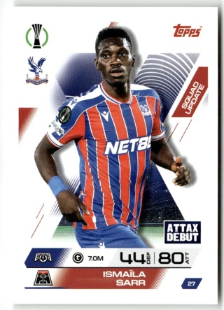 27 Ismaila Sarr Crystal Palace Squad Update Match Attax Extra 2025/26