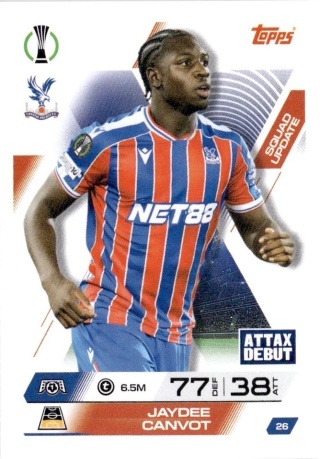 26 Jaydee Canvot Crystal Palace Squad Update Match Attax Extra 2025/26