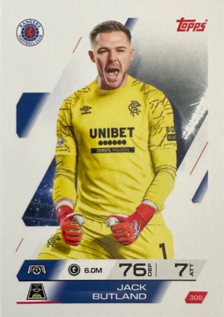 308 Jack Butland Rangers FC Base Match Attax 2025/26