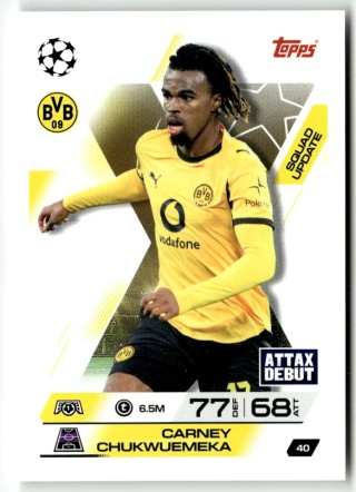 40 Carney Chukwuemeka Borussia Dortmund Squad Update Match Attax Extra 2025/26