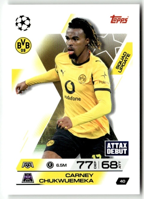 40 Carney Chukwuemeka Borussia Dortmund Squad Update Match Attax Extra 2025/26