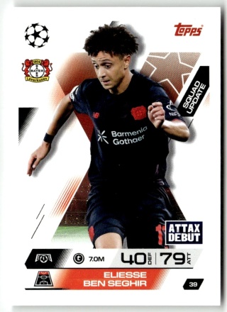 39 Eliesse Ben Saghir Bayer Leverkusen Squad Update Match Attax Extra 2025/26