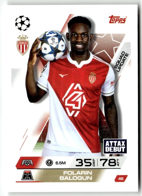 46 Folarin Balogun AS Monaco Squad Update Match Attax Extra 2025/26