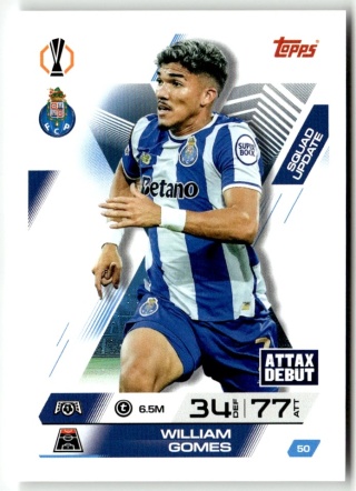 50 William Gomes FC Porto Squad Update Match Attax Extra 2025/26